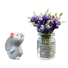 Load image into Gallery viewer, 2Pcs Car Decoration Ornaments Babysbreath Jasmine Vase Glass Vase Micro Landscape Rabbit Car Interior Decoration Mini Console
