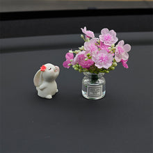 Load image into Gallery viewer, 2Pcs Car Decoration Ornaments Babysbreath Jasmine Vase Glass Vase Micro Landscape Rabbit Car Interior Decoration Mini Console
