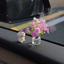 Load image into Gallery viewer, 2Pcs Car Decoration Ornaments Babysbreath Jasmine Vase Glass Vase Micro Landscape Rabbit Car Interior Decoration Mini Console

