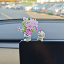 Load image into Gallery viewer, 2Pcs Car Decoration Ornaments Babysbreath Jasmine Vase Glass Vase Micro Landscape Rabbit Car Interior Decoration Mini Console

