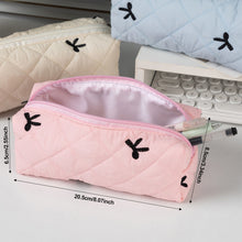 Load image into Gallery viewer, 1Pc Simple Bowknot Large Capacity Pencil Bag Fresh Quilting Stationary Storage Bags For Girls Makeup Pouch Pencil Case
