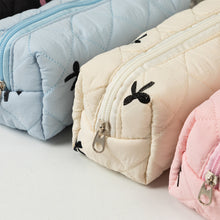 Load image into Gallery viewer, 1Pc Simple Bowknot Large Capacity Pencil Bag Fresh Quilting Stationary Storage Bags For Girls Makeup Pouch Pencil Case
