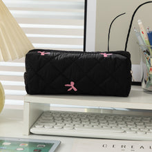 Load image into Gallery viewer, 1Pc Simple Bowknot Large Capacity Pencil Bag Fresh Quilting Stationary Storage Bags For Girls Makeup Pouch Pencil Case
