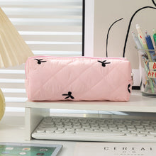 Load image into Gallery viewer, 1Pc Simple Bowknot Large Capacity Pencil Bag Fresh Quilting Stationary Storage Bags For Girls Makeup Pouch Pencil Case
