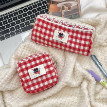 Load image into Gallery viewer, Woolen Cloth Stationery Storage Bag Red Multi-functional Cosmetic Bag Red Color Cherry Pencil Case Student
