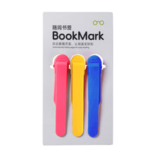 Load image into Gallery viewer, Silicone Bookmark Clip Automatically Follows Notebook Page Divider with Pen Holder Page Flipping for School

