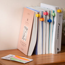 Load image into Gallery viewer, Silicone Bookmark Clip Automatically Follows Notebook Page Divider with Pen Holder Page Flipping for School
