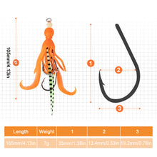 Load image into Gallery viewer, 1PC 10.5CM/7G TPE Eco-Friendly Sea Fishing Octopus String Hook High Elasticity Bionic Squid Double Hook Lure Fluorescence Soft Bait
