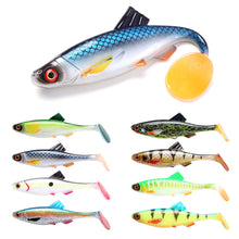 Load image into Gallery viewer, 1PC 20CM 3D Eye T-Tail Bionic Bait Sea Boat Fishing Speed Sinking Silicone Fake Bait For Sea Bass
