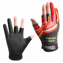Load image into Gallery viewer, 1Pair Outdoor Stab-Proof Non-Slip Three-Finger Fishing Gloves Ice Silk Breathable Sunscreen Gloves
