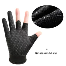 Load image into Gallery viewer, 1Pair Outdoor Stab-Proof Non-Slip Three-Finger Fishing Gloves Ice Silk Breathable Sunscreen Gloves

