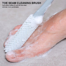 Load image into Gallery viewer, Toe Seam Cleaning Brush Relieve Itching Exfoliate Extended Handle Soft Rubber Brush Head Convenient Storable Foot Cleaning Tool
