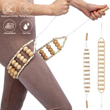 Load image into Gallery viewer, Wooden Massage Roller Back Pain Relief Roller Wood Therapy Cellulite Massage Tools Wood Manual Back Massager Roller Rope for Leg
