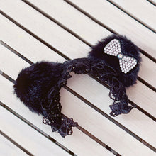 Load image into Gallery viewer, Suitable for 17cm Labubu Doll Clothes Fashion Clothing Black Cat Hair Clip with Pearl Choker Necklace Mini Cute Doll Fashion Accessories
