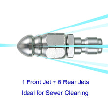 Load image into Gallery viewer, 1/4" Stainless Steel Water Jet High Pressure Sprayer Nozzle Clean Sewer Pressure Washer Quick Plug Drain Hose Nozzle Tool

