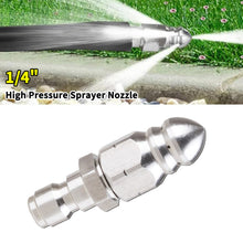 Load image into Gallery viewer, 1/4" Stainless Steel Water Jet High Pressure Sprayer Nozzle Clean Sewer Pressure Washer Quick Plug Drain Hose Nozzle Tool
