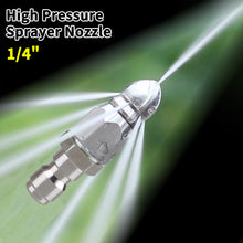 Load image into Gallery viewer, 1/4" Stainless Steel Water Jet High Pressure Sprayer Nozzle Clean Sewer Pressure Washer Quick Plug Drain Hose Nozzle Tool
