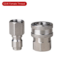 Load image into Gallery viewer, 2Pcs/Set Stainless 3/8" 1/4" Quick Connector &amp; Plug With NPT3/8 NPT1/4 Male Female Fitting Thread High Pressure Washer Accessories
