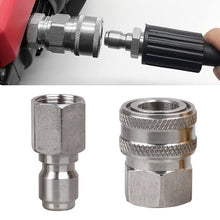 Load image into Gallery viewer, 2Pcs/Set Stainless 3/8" 1/4" Quick Connector &amp; Plug With NPT3/8 NPT1/4 Male Female Fitting Thread High Pressure Washer Accessories

