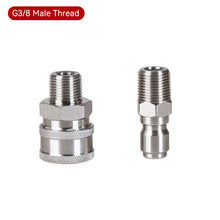 Load image into Gallery viewer, 2Pcs/Set Stainless 3/8" 1/4" Quick Connector &amp; Plug With NPT3/8 NPT1/4 Male Female Fitting Thread High Pressure Washer Accessories
