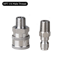 Load image into Gallery viewer, 2Pcs/Set Stainless 3/8" 1/4" Quick Connector &amp; Plug With NPT3/8 NPT1/4 Male Female Fitting Thread High Pressure Washer Accessories
