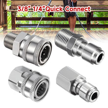 Load image into Gallery viewer, 2Pcs/Set Stainless 3/8" 1/4" Quick Connector &amp; Plug With NPT3/8 NPT1/4 Male Female Fitting Thread High Pressure Washer Accessories
