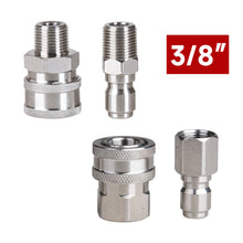Load image into Gallery viewer, 2Pcs/Set Stainless 3/8" 1/4" Quick Connector &amp; Plug With NPT3/8 NPT1/4 Male Female Fitting Thread High Pressure Washer Accessories
