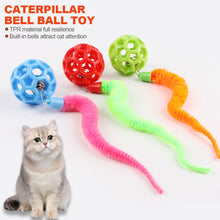 Load image into Gallery viewer, Cat Interactive Toys Colorful Caterpillar TPR Bell Balls Toy Puzzle Teasing Cat Toy Plush Tail Simulation Worm Kitten Toy
