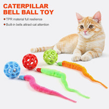 Load image into Gallery viewer, Cat Interactive Toys Colorful Caterpillar TPR Bell Balls Toy Puzzle Teasing Cat Toy Plush Tail Simulation Worm Kitten Toy
