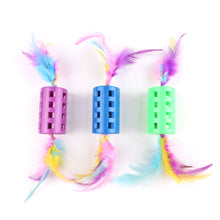 Load image into Gallery viewer, Colorful Feather Toy Ball with Bells Interactive Cat Toy Indoor Kitten Training Catcher Cats Scratching Ball Pet Supply
