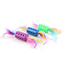 Load image into Gallery viewer, Colorful Feather Toy Ball with Bells Interactive Cat Toy Indoor Kitten Training Catcher Cats Scratching Ball Pet Supply
