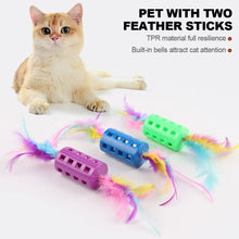 Load image into Gallery viewer, Colorful Feather Toy Ball with Bells Interactive Cat Toy Indoor Kitten Training Catcher Cats Scratching Ball Pet Supply
