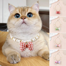 Load image into Gallery viewer, Creative Cat Dog Simulated Pearl Collar Pet Necklace Fashion Bow Pet Necklace Adjustable Puppy Kitten Necklace Pet Supplies
