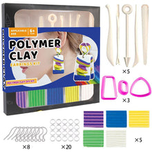 Load image into Gallery viewer, Non-Toxic Non-Sticky Polymer Clay Earring Kit Art DIY Oven Bake Modeling with 8 Clay Tools and Accessories Gift for Kids Adults
