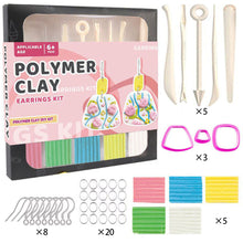 Load image into Gallery viewer, Non-Toxic Non-Sticky Polymer Clay Earring Kit Art DIY Oven Bake Modeling with 8 Clay Tools and Accessories Gift for Kids Adults

