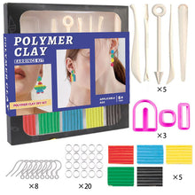Load image into Gallery viewer, Non-Toxic Non-Sticky Polymer Clay Earring Kit Art DIY Oven Bake Modeling with 8 Clay Tools and Accessories Gift for Kids Adults
