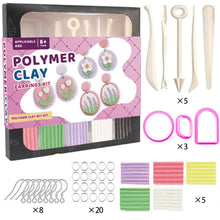 Load image into Gallery viewer, Non-Toxic Non-Sticky Polymer Clay Earring Kit Art DIY Oven Bake Modeling with 8 Clay Tools and Accessories Gift for Kids Adults
