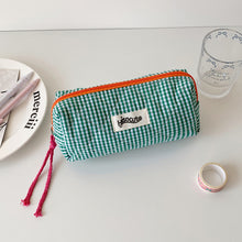 Load image into Gallery viewer, Large Capacity Plaid Cloth Pencil Case Korean Style Cloth Makeup Bag INS Style Student Stationery Storage Bag

