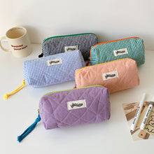 Load image into Gallery viewer, Large Capacity Plaid Cloth Pencil Case Korean Style Cloth Makeup Bag INS Style Student Stationery Storage Bag
