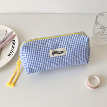 Load image into Gallery viewer, Large Capacity Plaid Cloth Pencil Case Korean Style Cloth Makeup Bag INS Style Student Stationery Storage Bag
