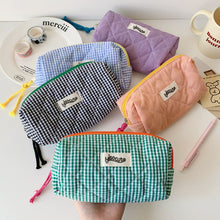 Load image into Gallery viewer, Large Capacity Plaid Cloth Pencil Case Korean Style Cloth Makeup Bag INS Style Student Stationery Storage Bag
