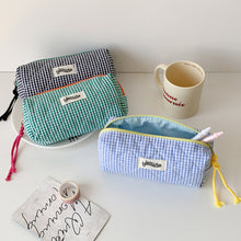Load image into Gallery viewer, Large Capacity Plaid Cloth Pencil Case Korean Style Cloth Makeup Bag INS Style Student Stationery Storage Bag
