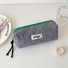 Load image into Gallery viewer, Large Capacity Plaid Cloth Pencil Case Korean Style Cloth Makeup Bag INS Style Student Stationery Storage Bag
