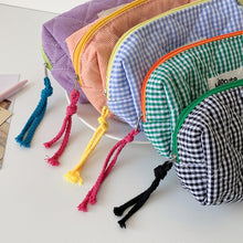 Load image into Gallery viewer, Large Capacity Plaid Cloth Pencil Case Korean Style Cloth Makeup Bag INS Style Student Stationery Storage Bag
