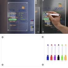Load image into Gallery viewer, Magnetic Transparent Acrylic Week Plan Message Board Fridge Calendar Scratchable Magnetic Refrigerator Sticker
