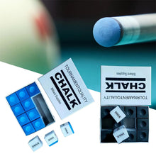 Load image into Gallery viewer, 12PCS/ Box 23MM Billiard Cue Chalk Pool Cue Tip Quartz Powder Billiard Supplies Accessories
