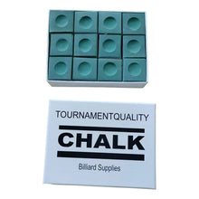 Load image into Gallery viewer, 12PCS/ Box 23MM Billiard Cue Chalk Pool Cue Tip Quartz Powder Billiard Supplies Accessories
