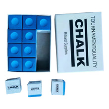 Load image into Gallery viewer, 12PCS/ Box 23MM Billiard Cue Chalk Pool Cue Tip Quartz Powder Billiard Supplies Accessories
