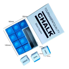 Load image into Gallery viewer, 12PCS/ Box 23MM Billiard Cue Chalk Pool Cue Tip Quartz Powder Billiard Supplies Accessories
