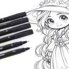 Load image into Gallery viewer, 3-15PCS/Set Black Fine Point Pen Waterproof Ink Line Drawing Pen for Artist Illustration Sketching Anime Manga Technical Drawing
